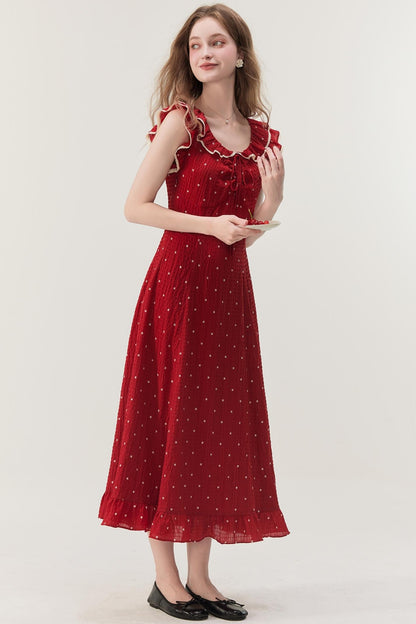 Red Floral Check Dress