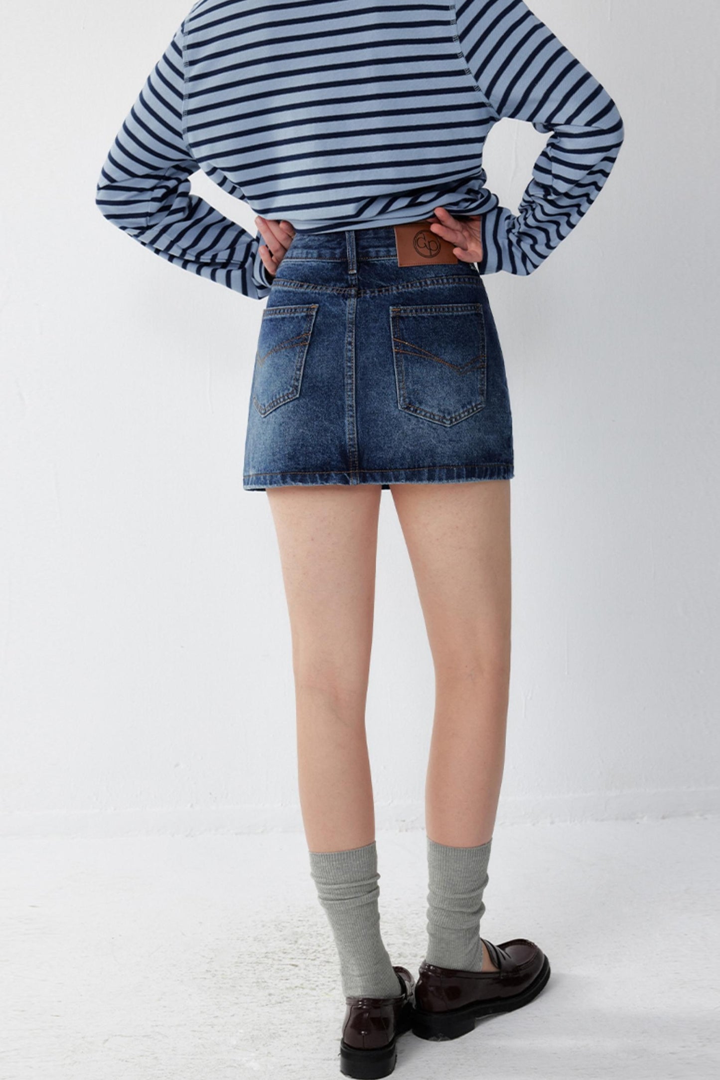 Demin Blue High-Waist Slim Skirt