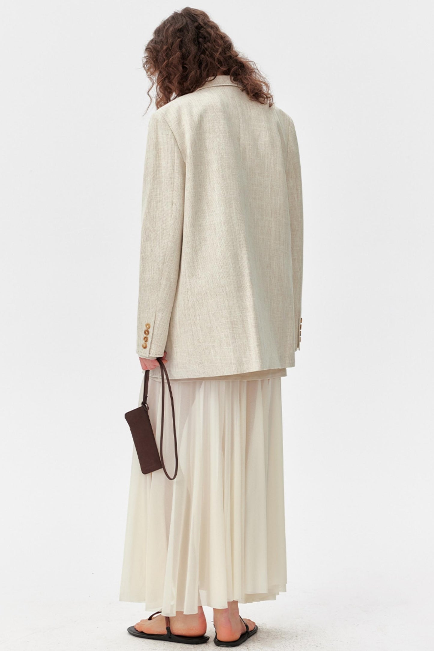 Linen Tulle Long Sleeve Dress Set-Up