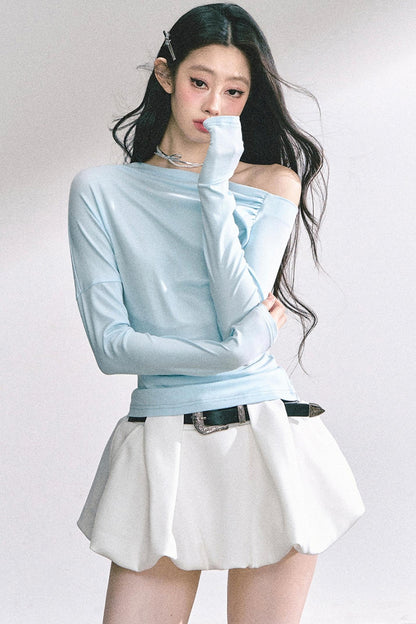 Straight Shoulder Long Sleeve T-Shirt