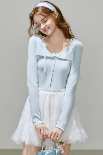 Nouveau cardigan haut slim tricoté