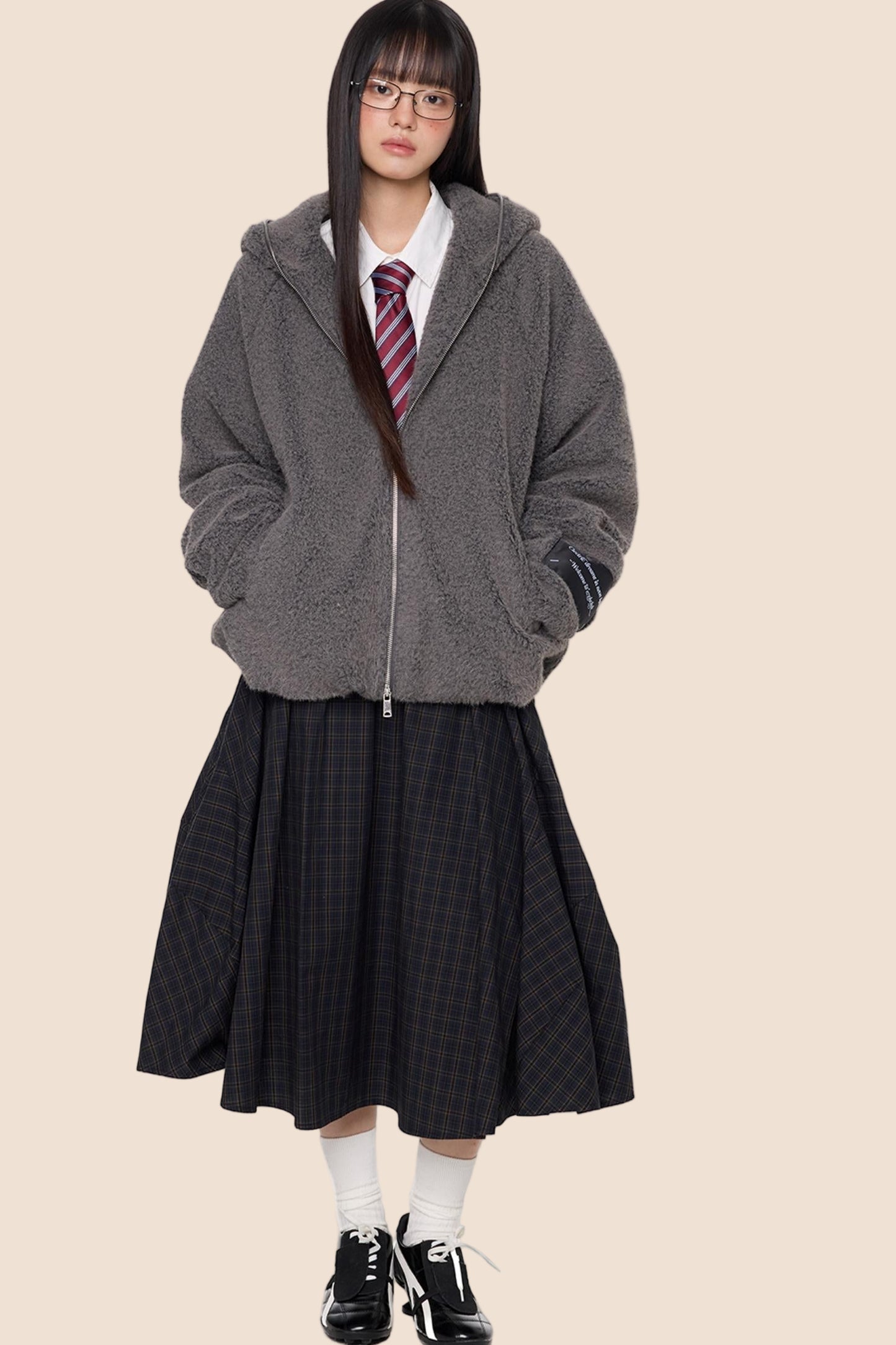 Lazy Retro Hooded Cardigan Jacket