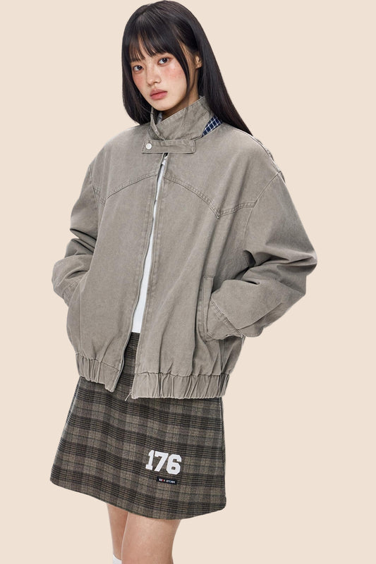 Vintage Zippered Basic Fall Jacket