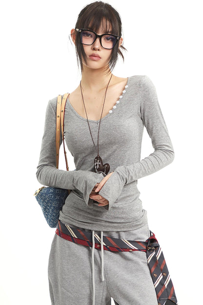 Vintage V-Neck Striped Tee