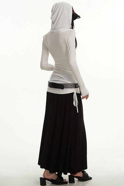 Hip Covering A-Line Long Skirt