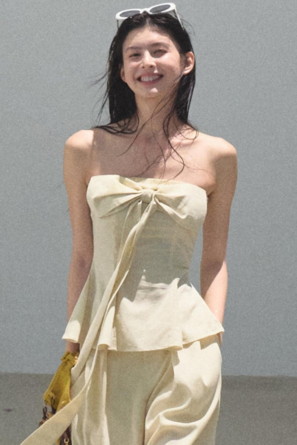 Eternal River Bandeau Top Wide-Leg Trousers Set-Up