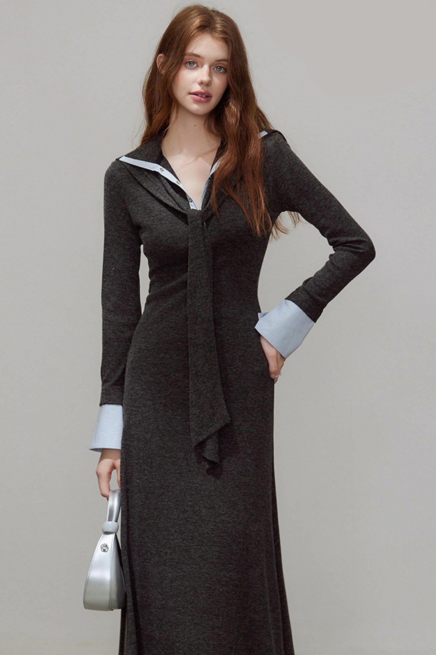 New V-Neck Knitted Dress