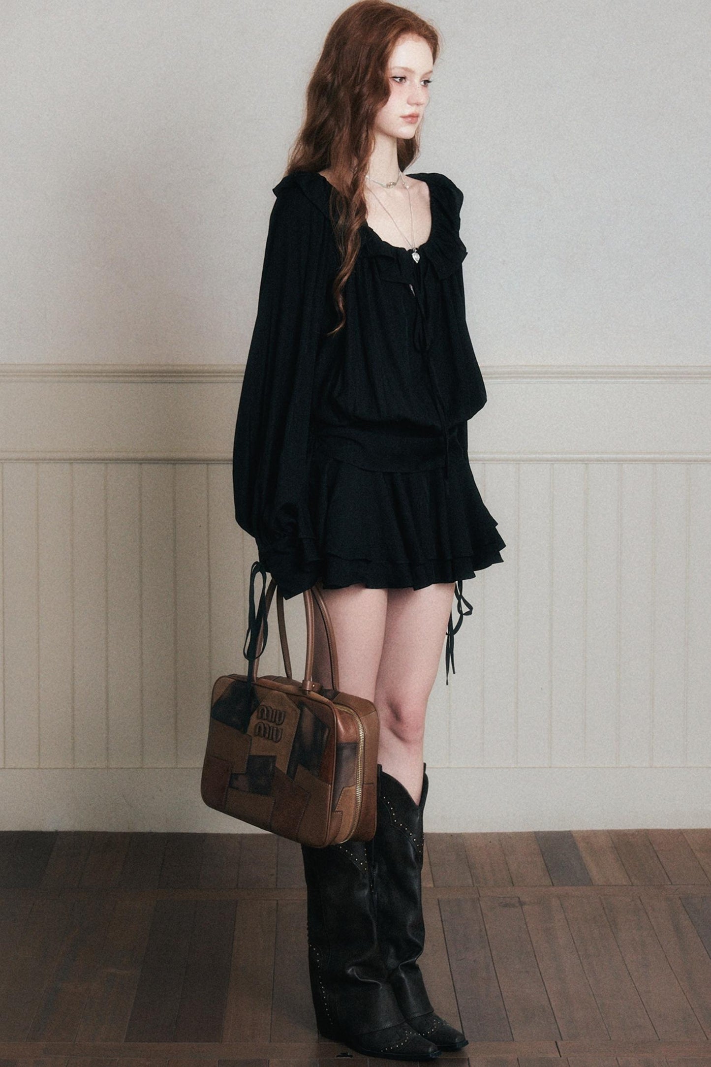 Rhythmic Ruffled Satin Dress