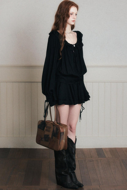 Rhythmic Ruffled Satin Dress