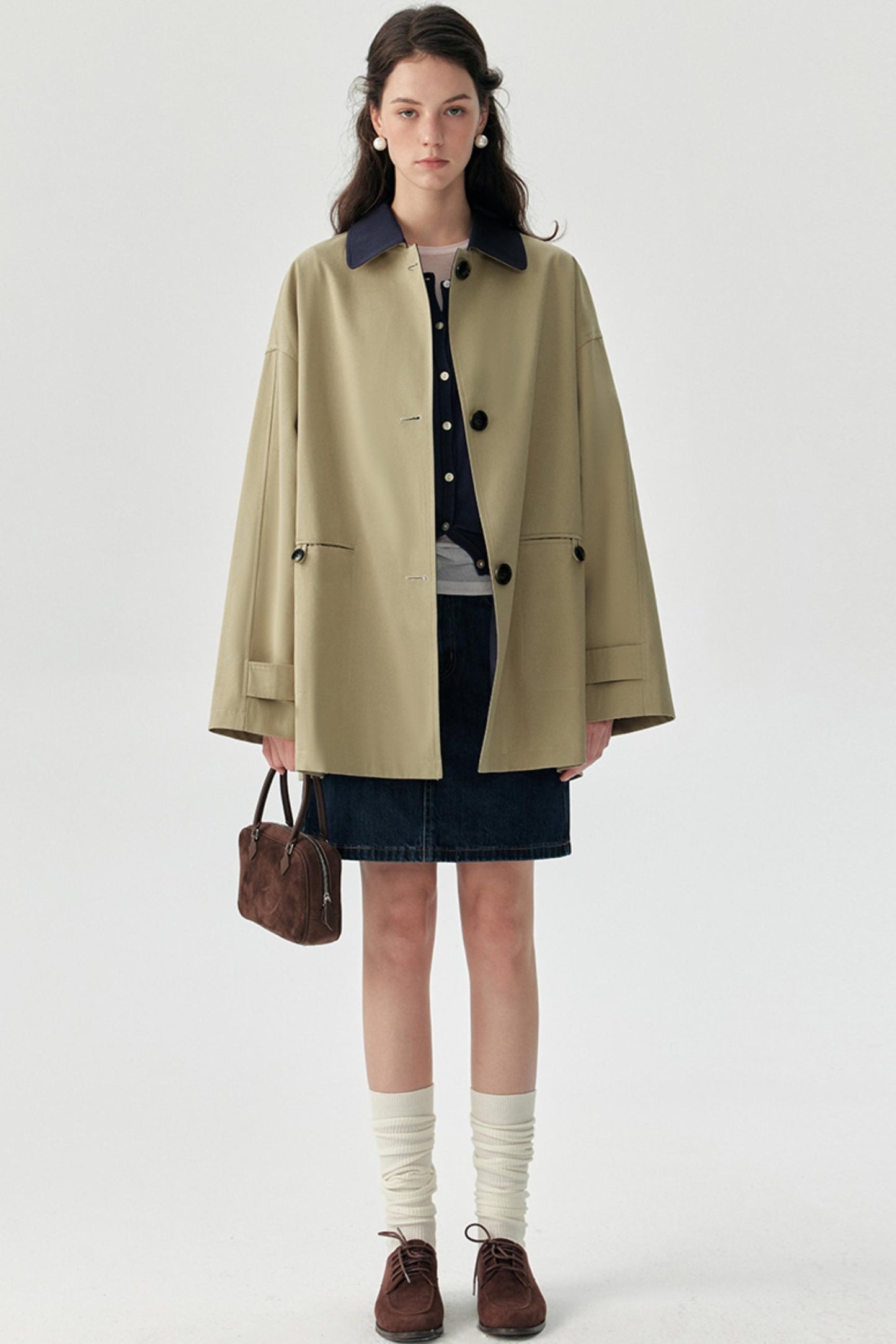 Autumn Contrast Trench Coat
