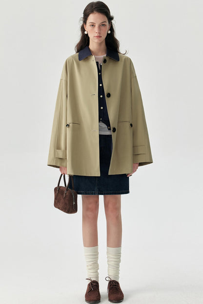 Autumn Contrast Trench Coat