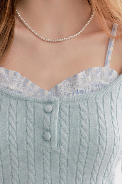 Romantic Plaid Cable Knit Sweater