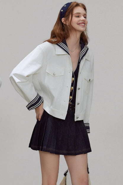 White Denim Short Jacket