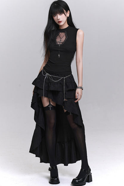 Ghostly Black Sleeveless Top