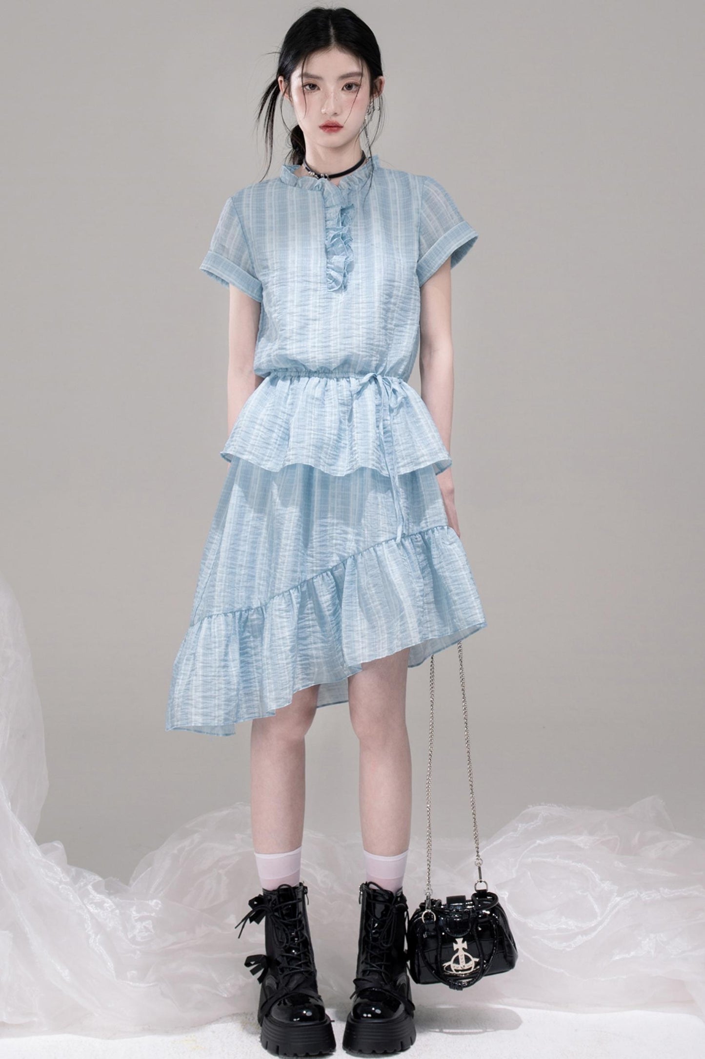 Asymmetric Ruffle A-Line Dress