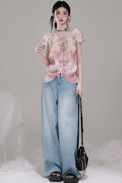 Smoky Haze Bubble Sleeve Top