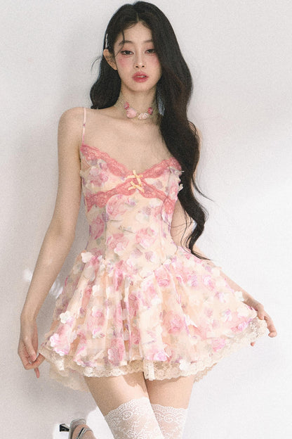 Apricot Lace Halter Dress