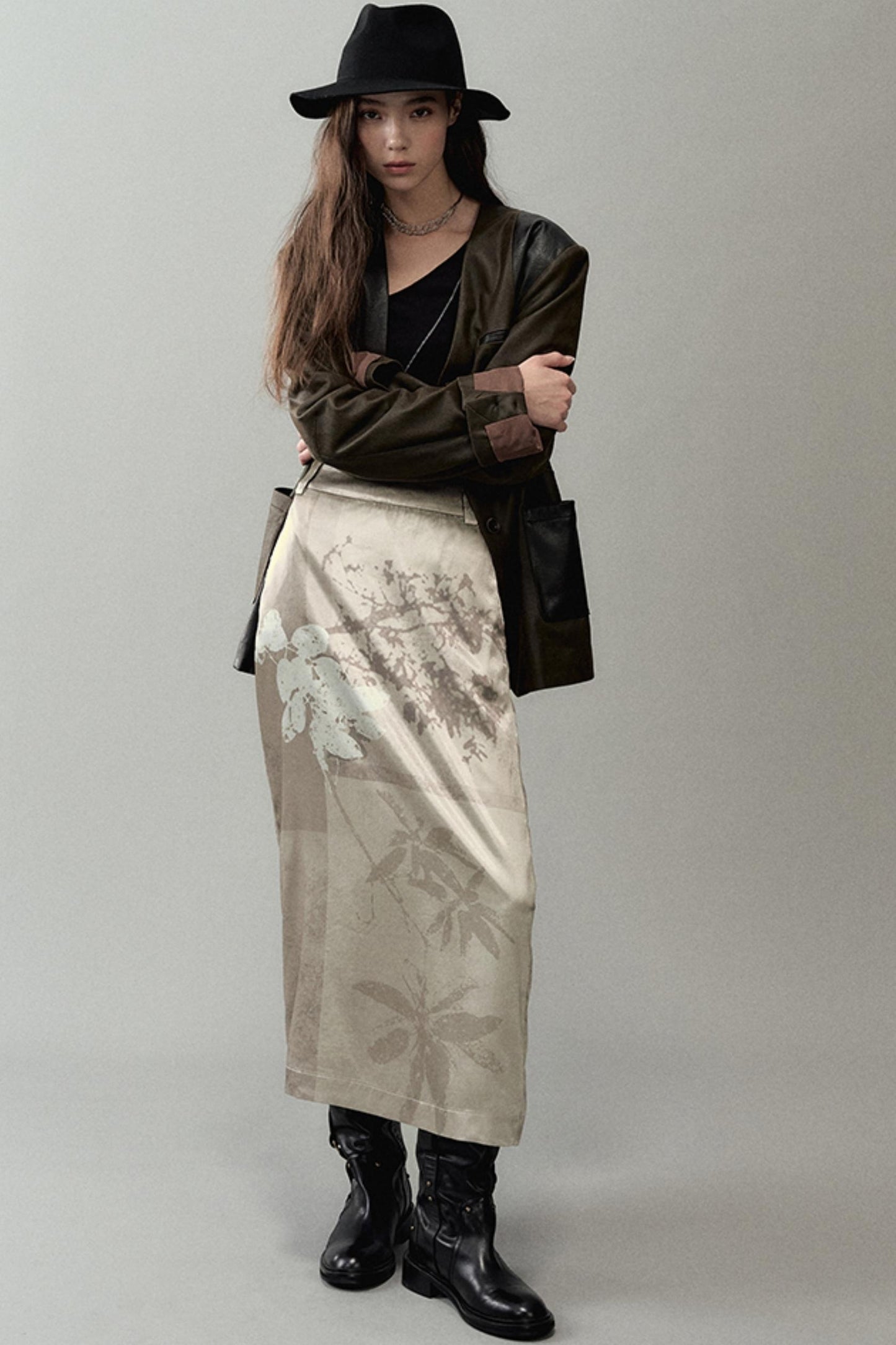 National Style Shadow Print Skirt