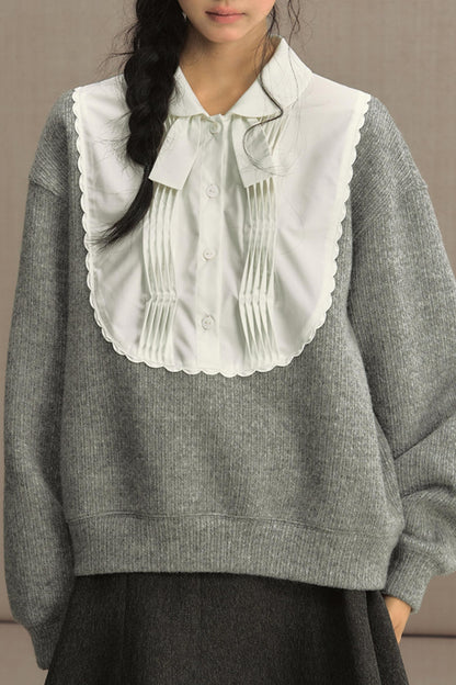 Fake Two-Piece Doll Collar Sweatshirt