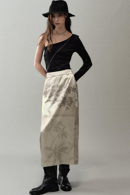 National Style Shadow Print Skirt