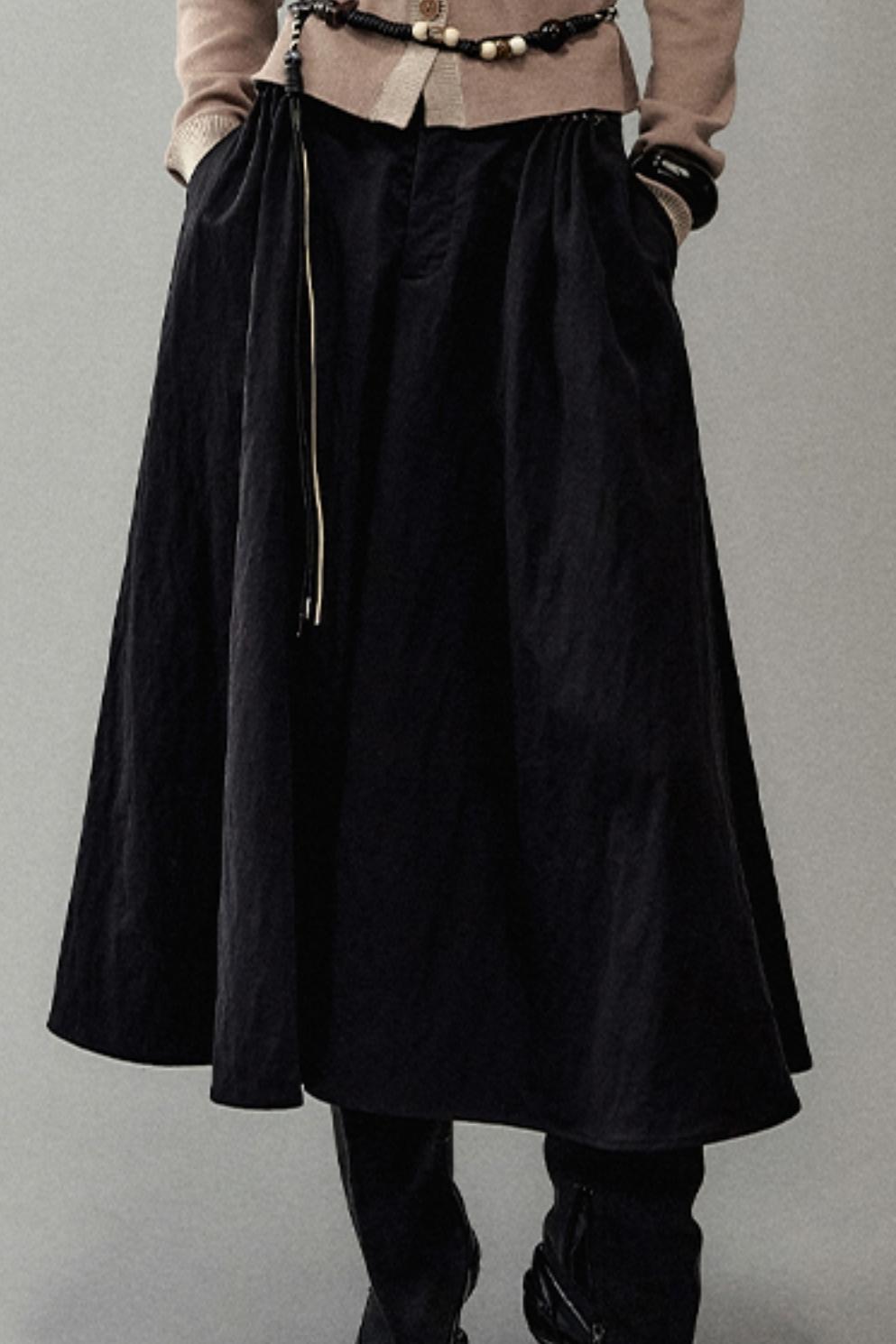 Pleated Pearlescent A-Swing Skirt