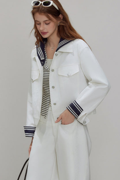 White Denim Short Jacket