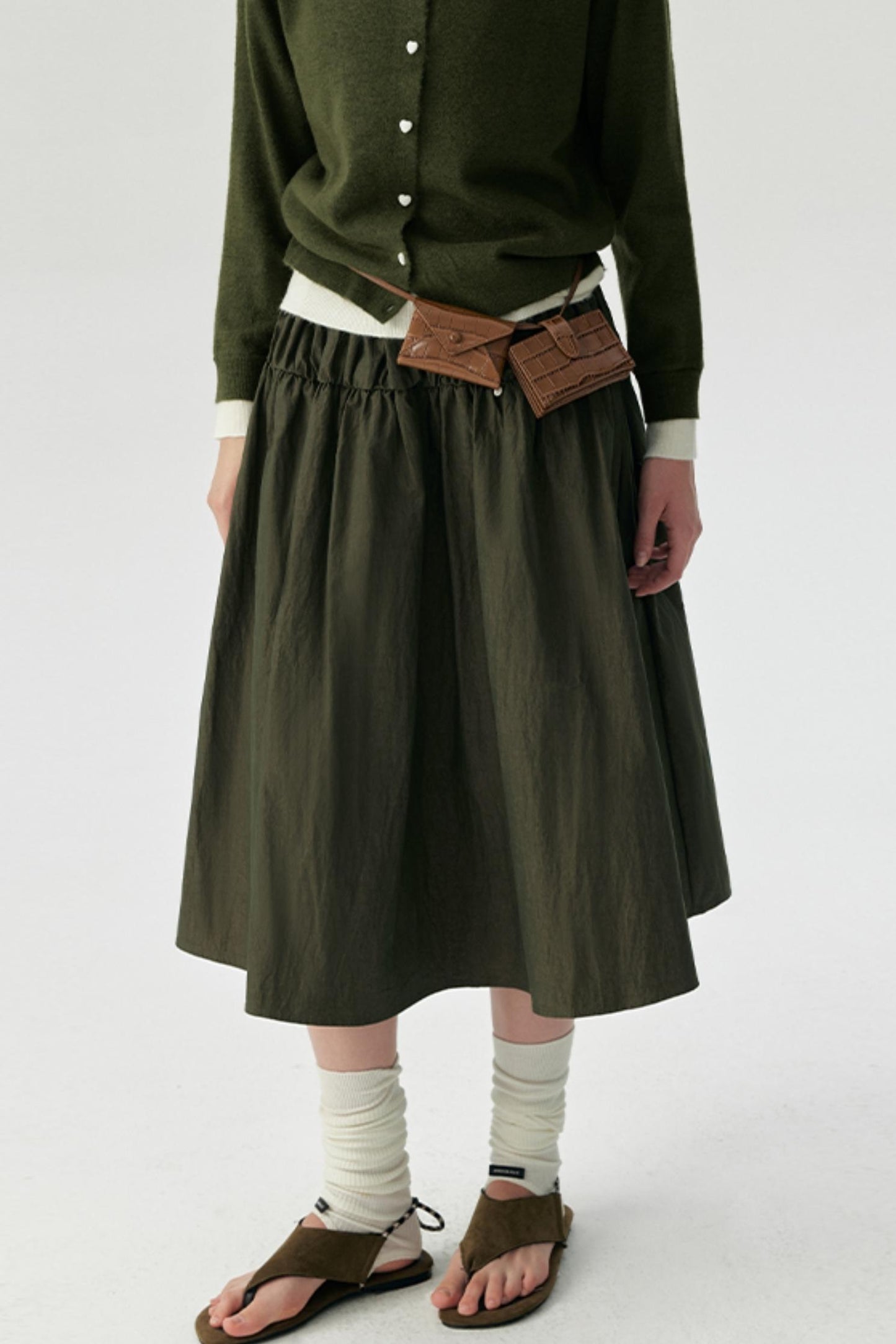 Wooden Cotton A-Line Swing Skirt