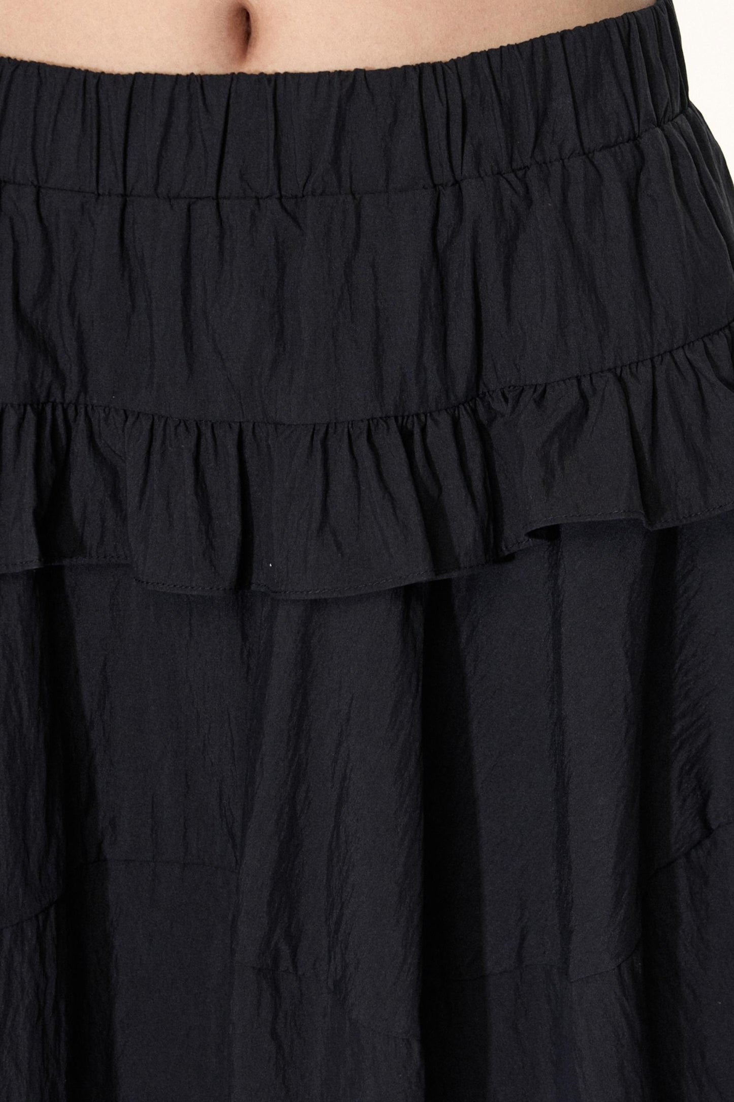 Ruffled Midi A-line Umbrella Skirt