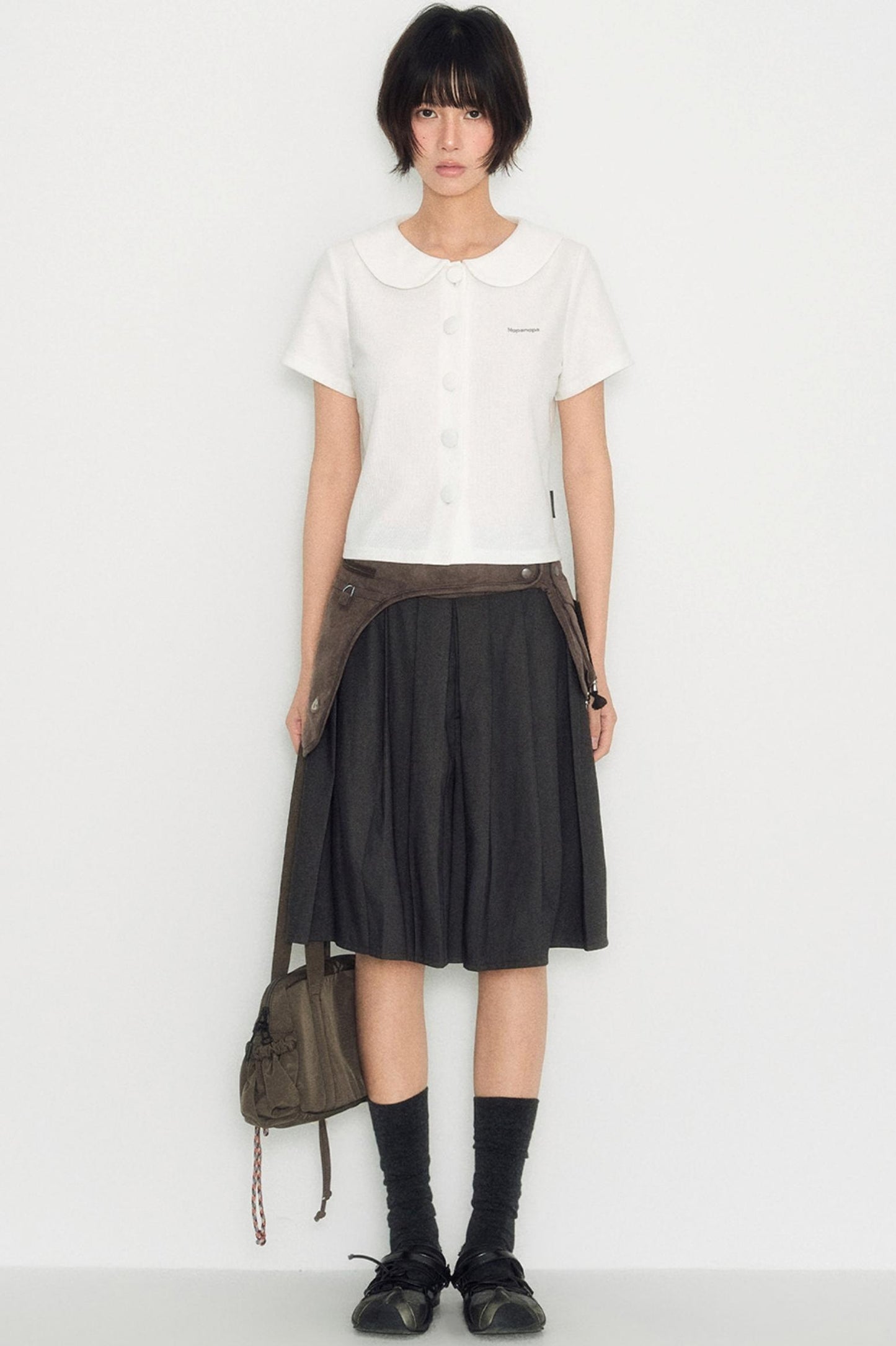 White Shoulder Crop Top