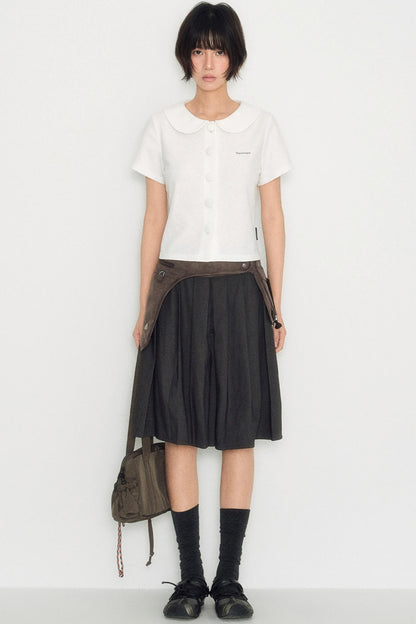 White Shoulder Crop Top