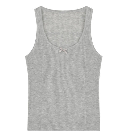 Bow Knit Vest With T-Shirt Set-Up