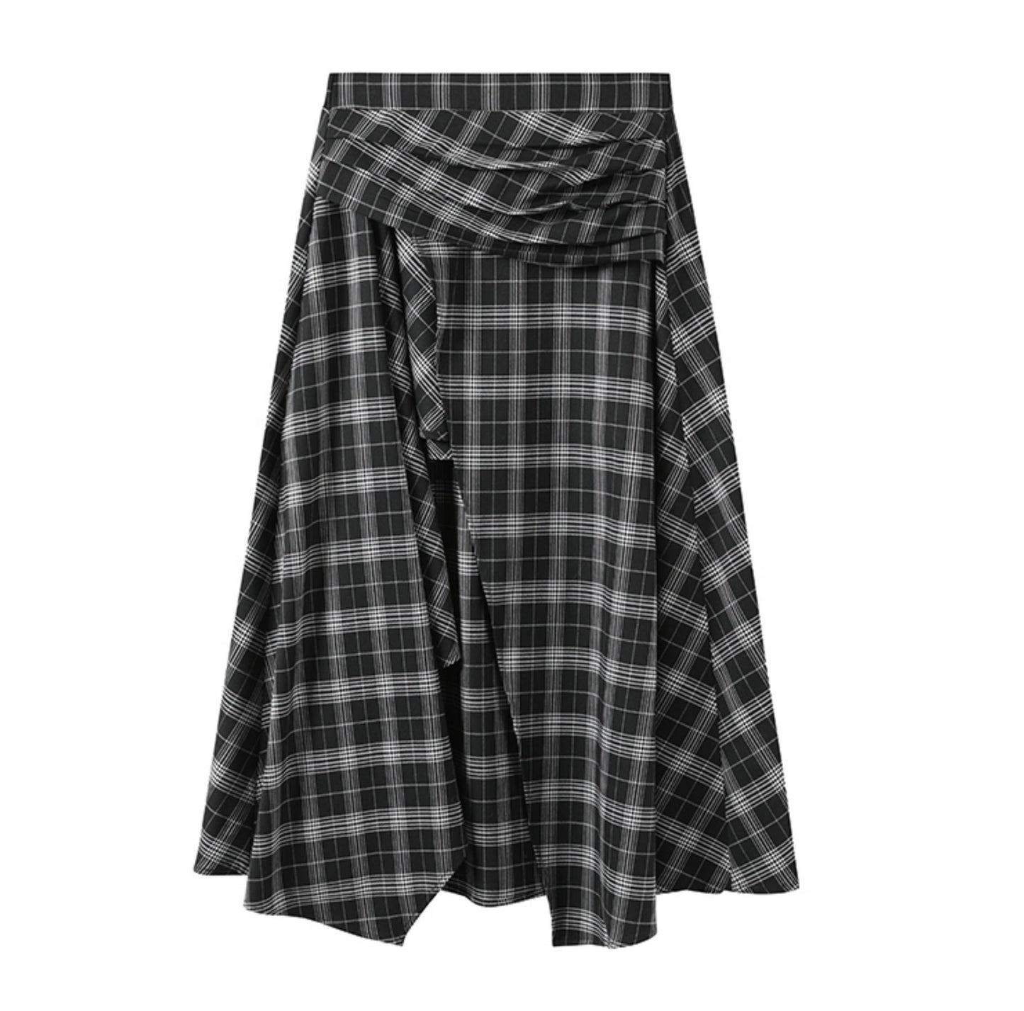 Charm Checkered Skirt & Bow-Knit Set-Up