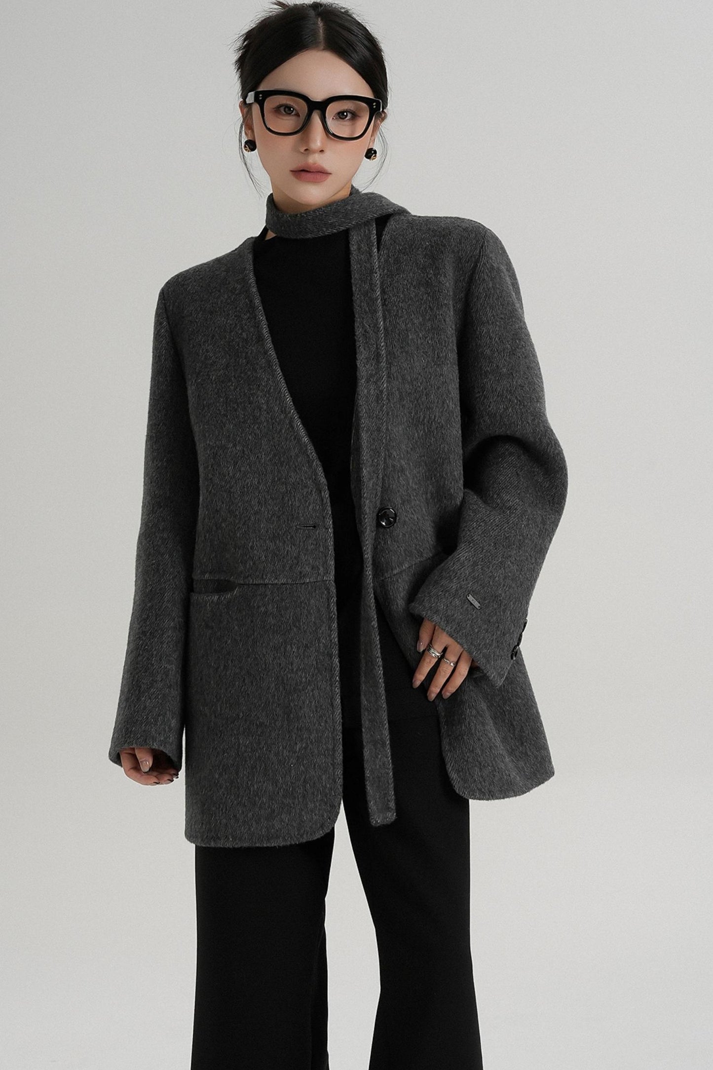 Elegant Mid-Length Wool Suit Coat
