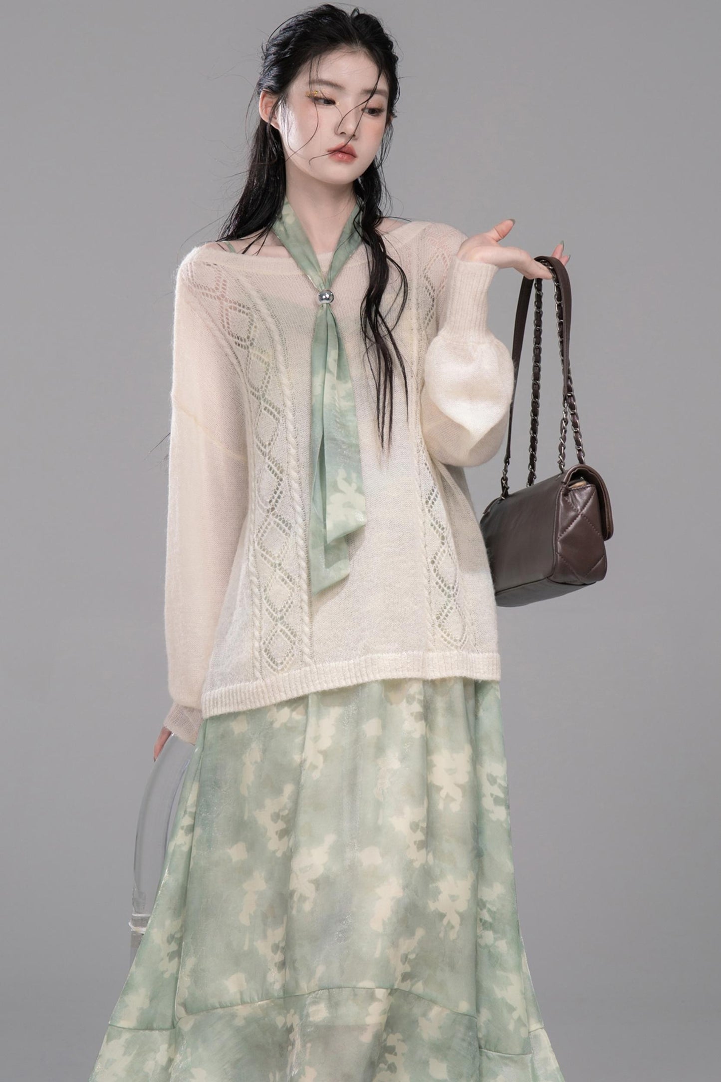 Soft Mist Bat Sleeve Pullover Sweater
