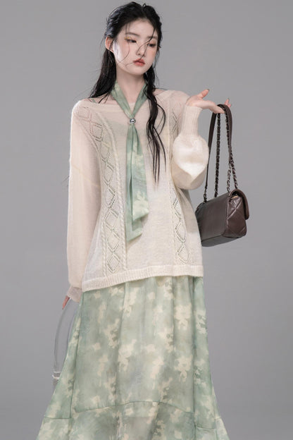 Soft Mist Bat Sleeve Pullover Sweater