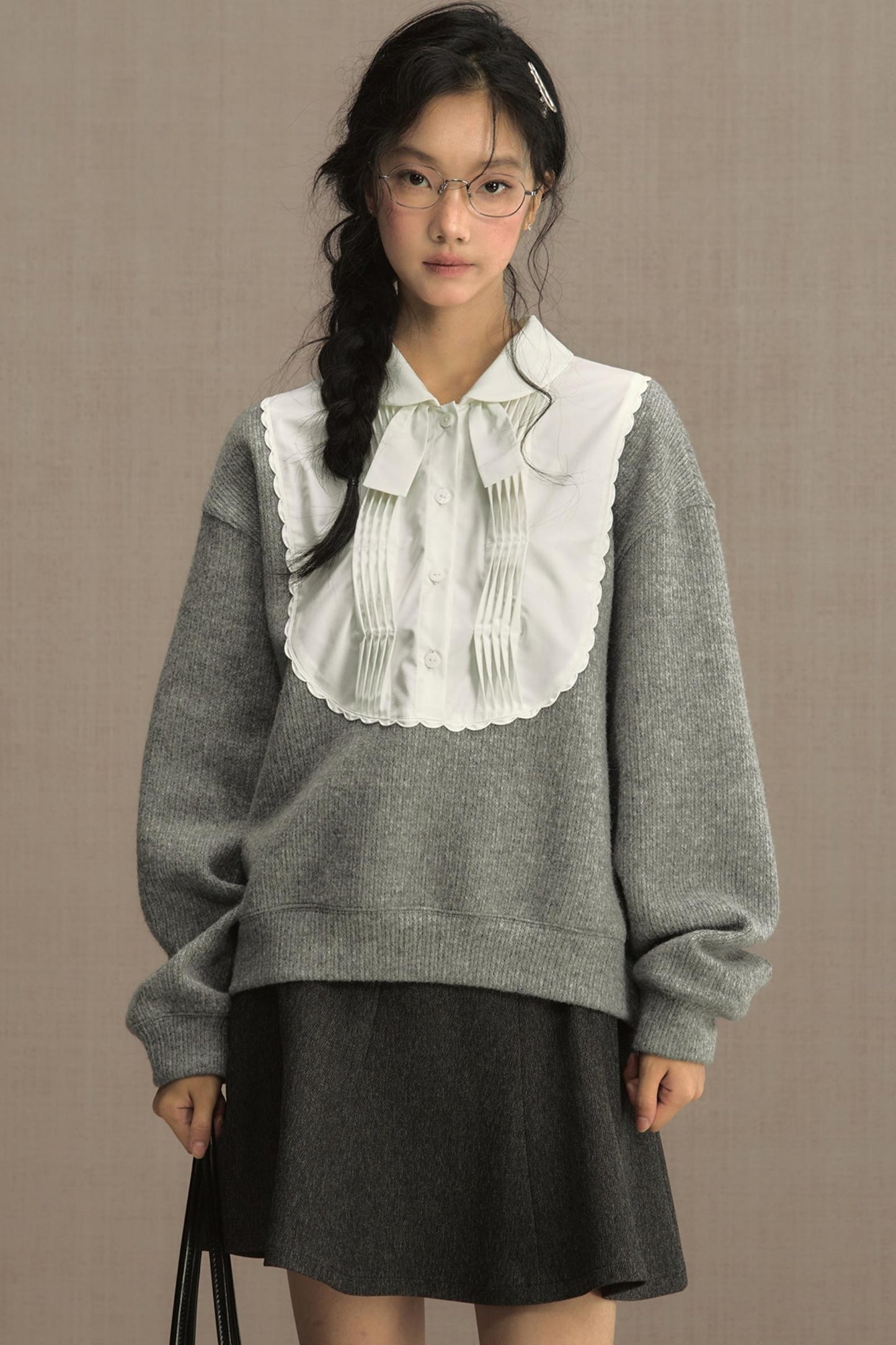 Fake Two-Piece Doll Collar Sweatshirt