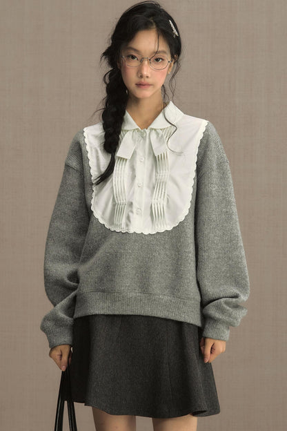 Fake Two-Piece Doll Collar Sweatshirt