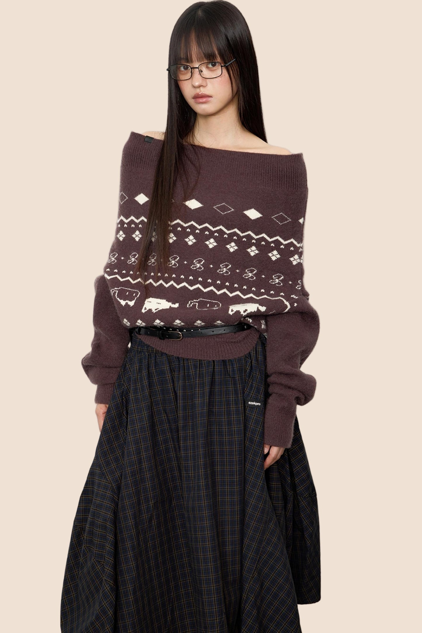 Vintage Lazy Shoulder Sweater