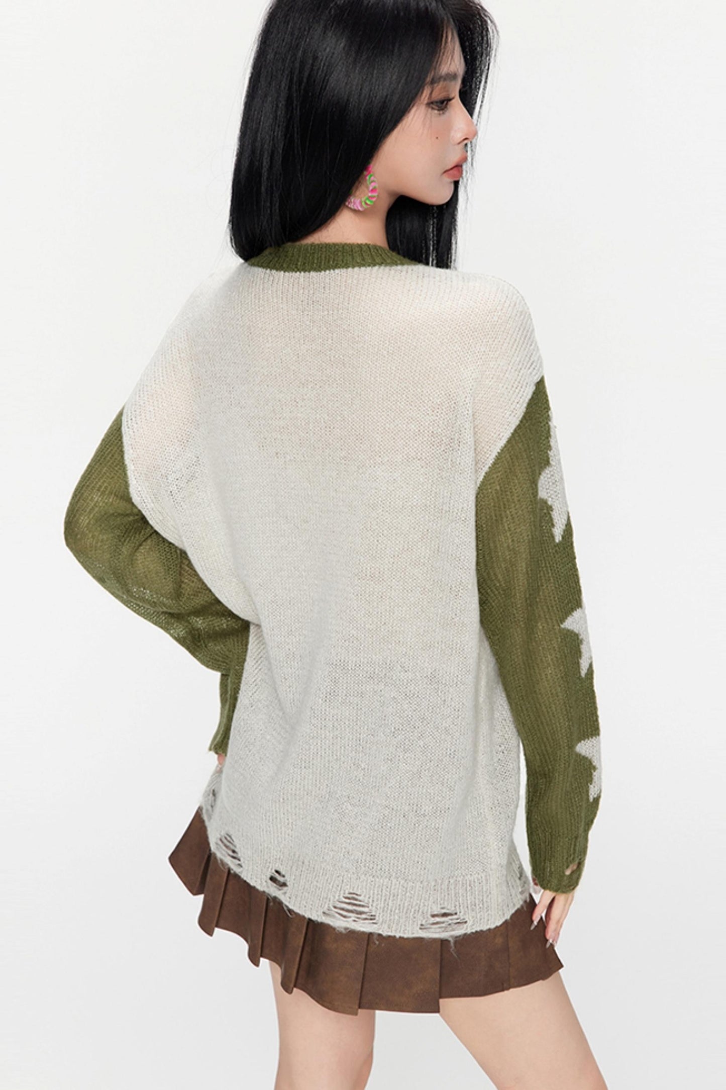 Winter Monogram Color-Blocked Sweater