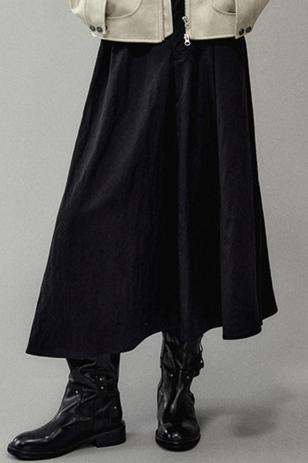 Pleated Pearlescent A-Swing Skirt