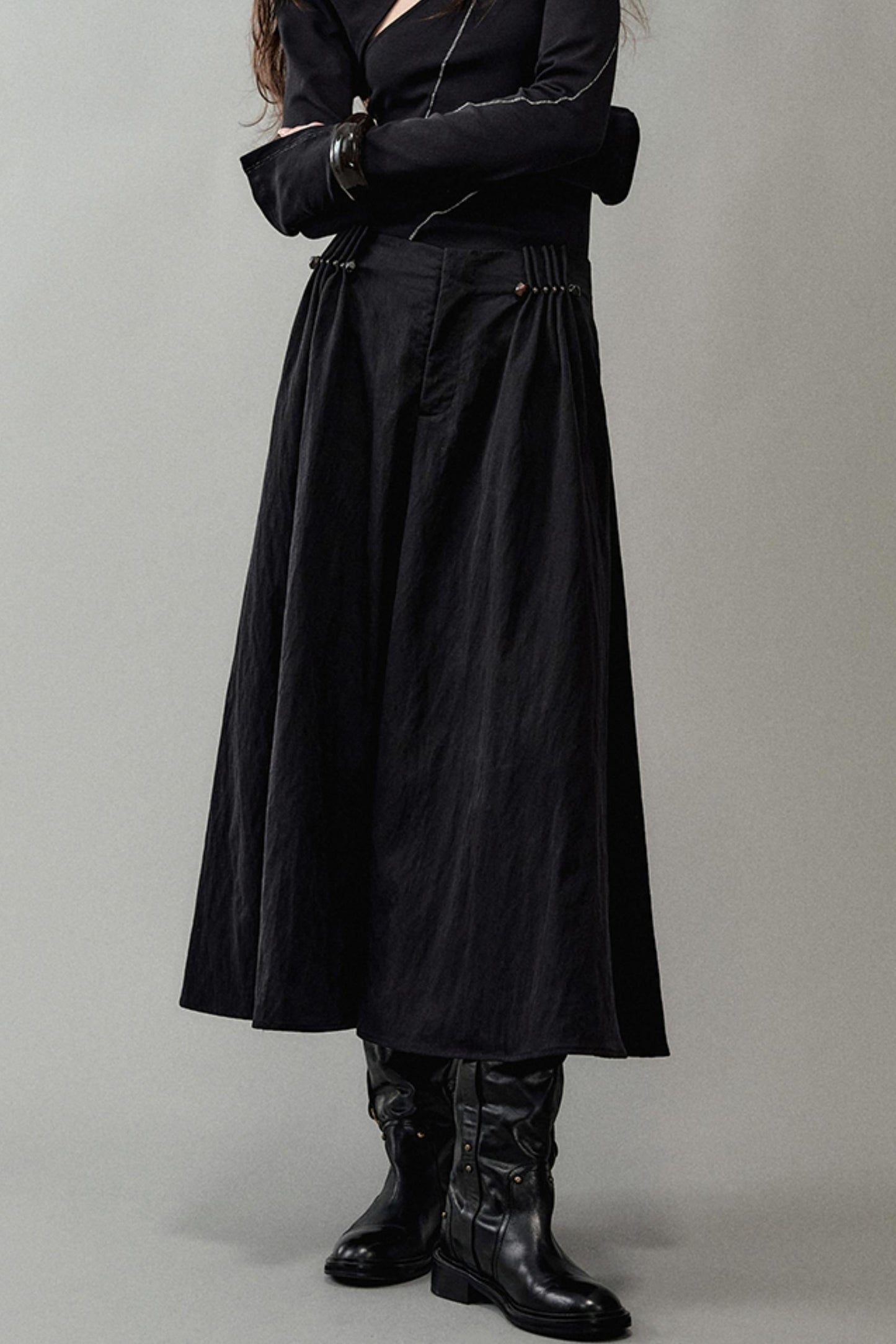 Pleated Pearlescent A-Swing Skirt