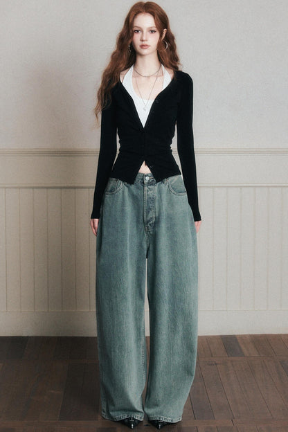 Relaxed Draped Wide-Leg Pants