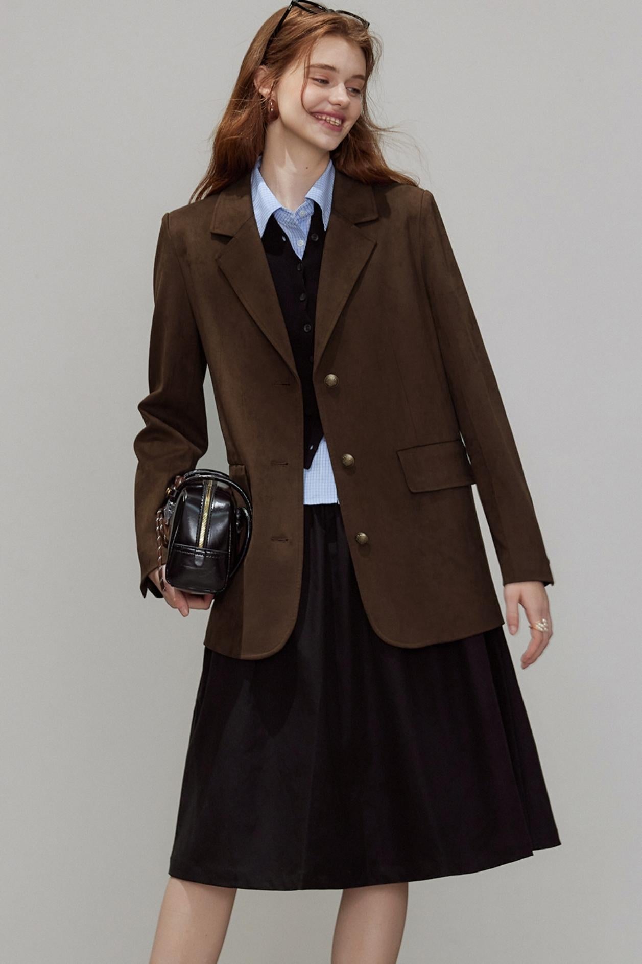 Autumn Retro Suede Blazer