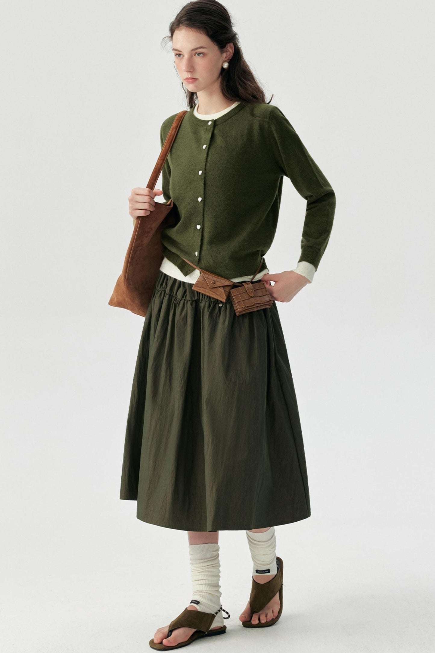 Wooden Cotton A-Line Swing Skirt