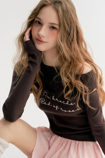 French Chain Sleeve Knit Top