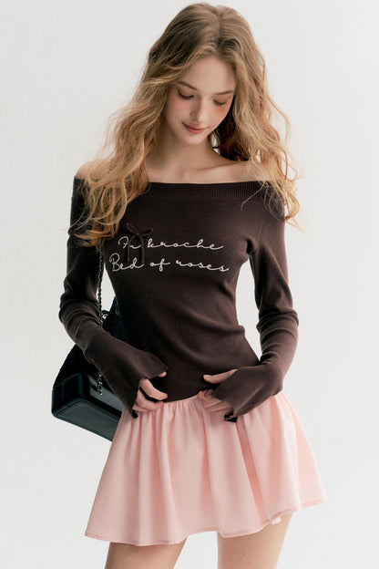 French Chain Sleeve Knit Top