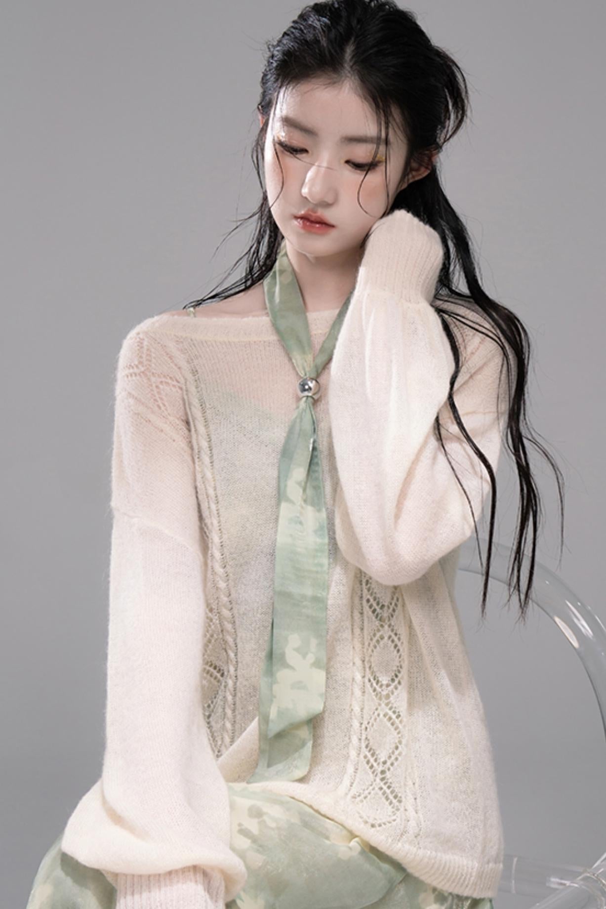 Soft Mist Bat Sleeve Pullover Sweater