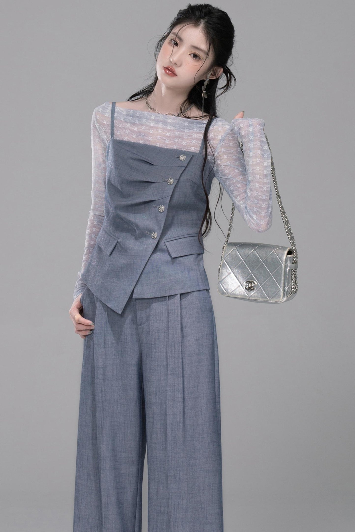 Star Sparkle Pleated Pants Set-Up