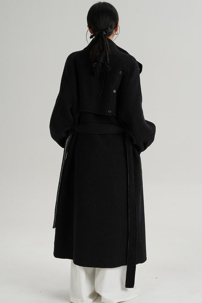 Elongated Temperament Wool Blend Coat