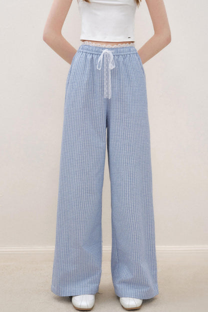 Lace-Trimmed Wide-Leg Trousers